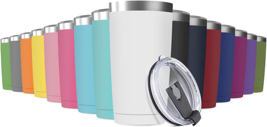 16 Pack 20oz Tumbler Vacuum Insulated Travel Mug with Lids, Stainless Steel Double Wall Bulk Cup for Home, Office, Outdoor Suitable for Vehicle Cup Holders （Assorted Colors