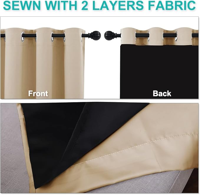NICETOWN Bedroom Full Blackout Curtain Panels, Super Thick Insulated Grommet - Image 5