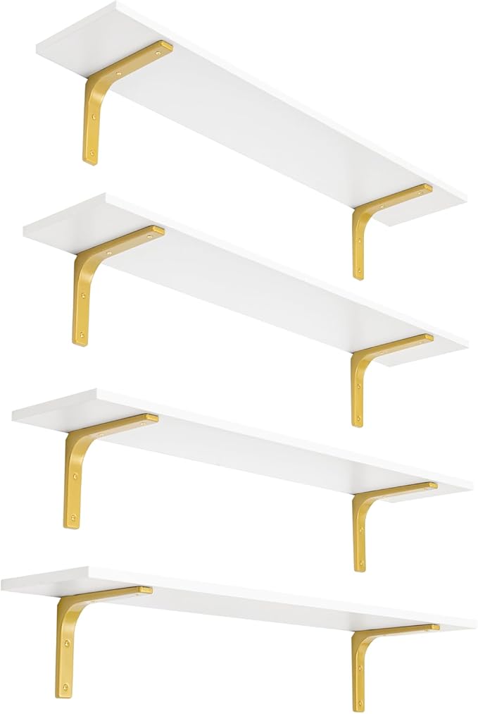DINZI LVJ Long Wall Shelves, 31.5" Wall Mounted Shelves Set of 4, Large by DINZILVJ