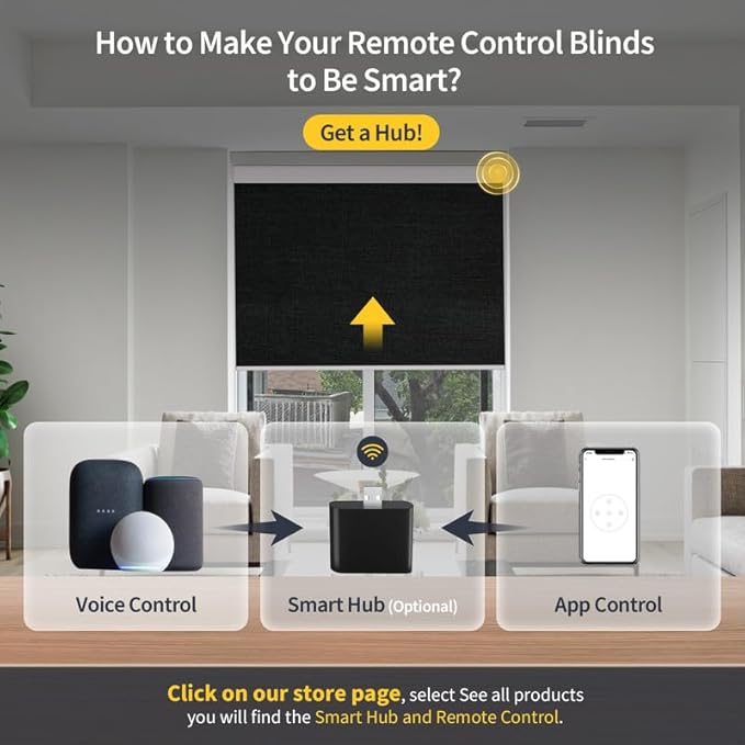 Motorized Smart Blinds With Remote, Grasscloth Fabric Roller Shades With - Image 5