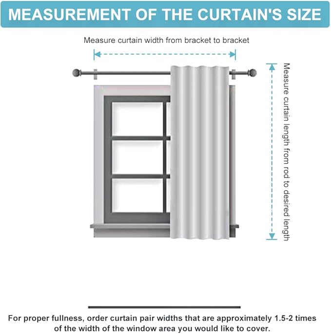 RYB HOME White Short Curtains, Room Darkening Drapes Thermal Insulated Small - Image 8