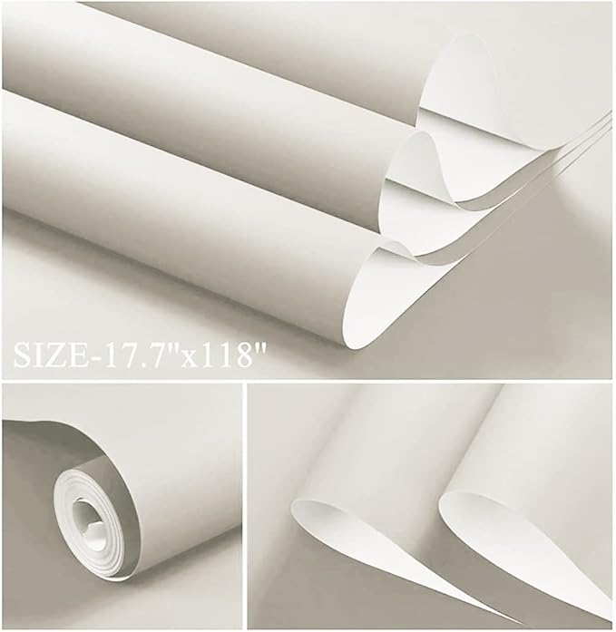 Dimoon 394''x17.7'' White Peel and Stick Wallpaper Contact Paper Modern Self - Image 2