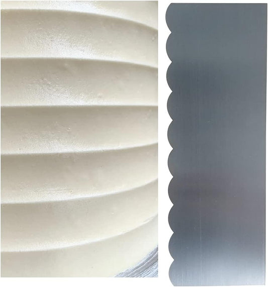 Siking Stainless Steel Cake Comb Metal Cake Scraper, Cake Buttercream Icing Smoother Edge Side Sculpting Decorating Tools (Large Scallop), SCC- 1-4