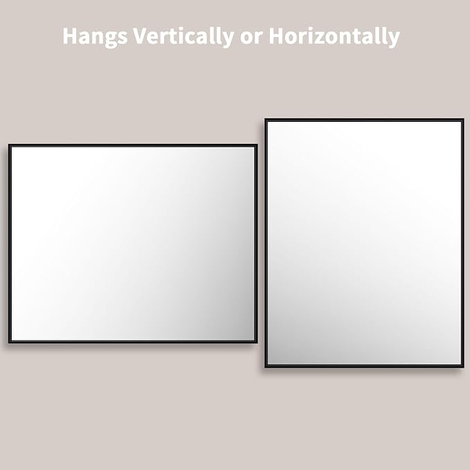 LOAAO 40"X32" Black Rectangle Bathroom Mirror Wall, Matte Black Aluminum Alloy - Image 4
