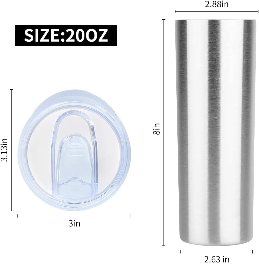 HASLE OUTFITTERS 20 oz Skinny Tumblers Bulk Set, Stainless Steel Insulated Slim Tumblers with Lids, Reusable Double Wall Travel Coffee Mugs, Durable Powder Coated Travel Water Cups(12)