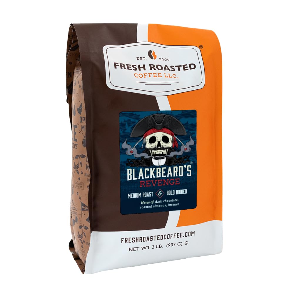 Fresh Roasted Coffee, Blackbeard's Revenge, 2 lb (32 oz), Medium Roast, Kosher, Ground