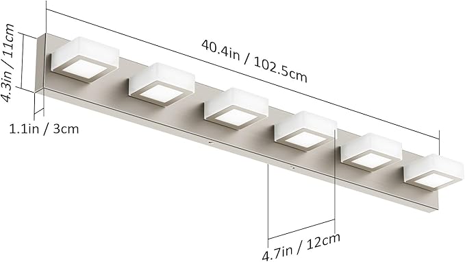Ralbay Brushed Nickel Bathroom Vanity Light Metal Acrylic Modern LED Bathroom - Image 6