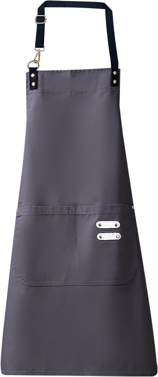 Lisianthus 2 Pack Adjustable Bib Aprons for Women with Pockets, Men's Kitchen Cooking Apron