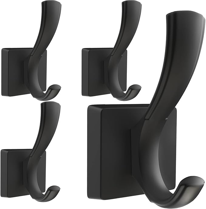 TOFIIGREM Black Hooks for Wall Towel Hooks, Heavy Duty Thick Aluminum Alloy by TOFIIGREM