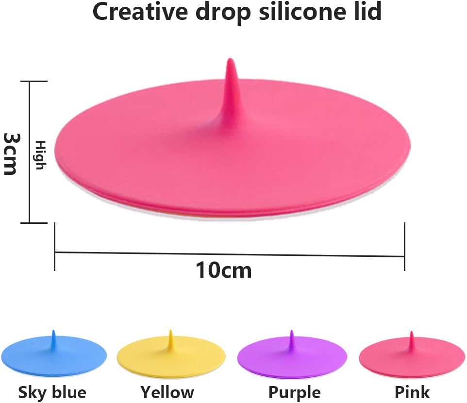 Silicone Cup Covers (Set of 4) ， Multicolored Silicone Lids for Mugs, Cups, Tea Pots,Flexible Mug Covers，Hot Cup Lids for Coffee & Tea