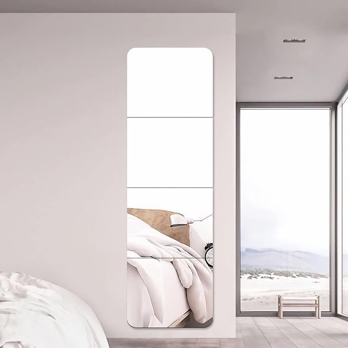 JEOYOO Full Length Wall Mirror Tiles, Frameless Full Body Mirror Tiles - Image 2
