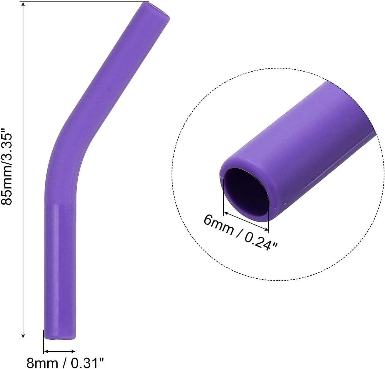 uxcell 12Pcs Silicone Straw Tips, Silicone Straw Elbows Tip, Soft Reusable Metal Straw Covers Fit for 6mm/0.24" OD Stainless Steel Straws, Purple