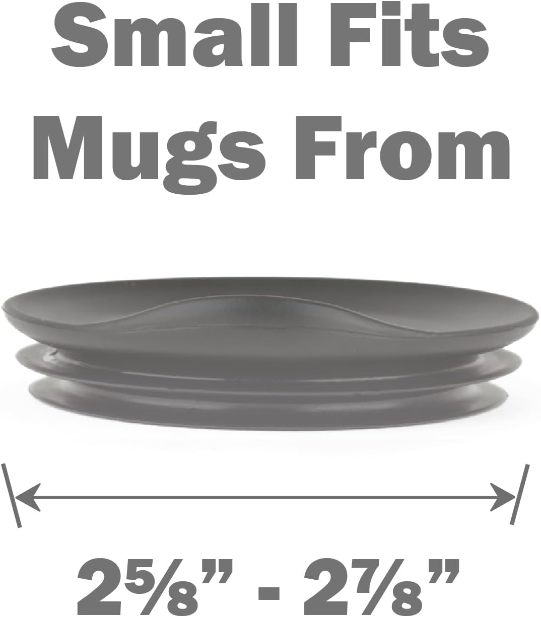 Reusable Coffee Cup Silicone Lid – Fits Most Tumbler, Water Bottle, & Ceramic Coffee Mug Between 2⅝”-2⅞" – Dishwasher-Safe Travel Mug Lid keeps your beverage in your mug (Small - Grey)