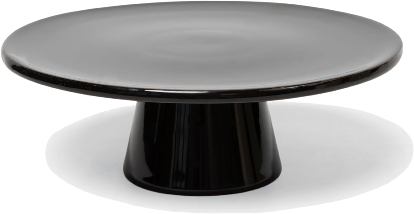 The Cake Stand -10" Ceramic Pedestal Cake Stand with Gloss Finish - Modern Display for Cakes, Cupcakes, Cookies & More - Perfect for Weddings, Birthdays & Baby Showers (Black)