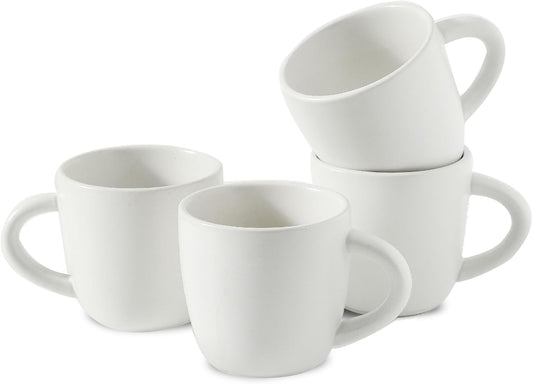 Hasense Espresso Cups Set of 4 Perfect for Demitasse, Cappuccino, Tea Bag and Juice, 5 Ounce Ceramic Stackable Mini Coffee Mugs Suit for Espresso Machine and Coffee Maker, White