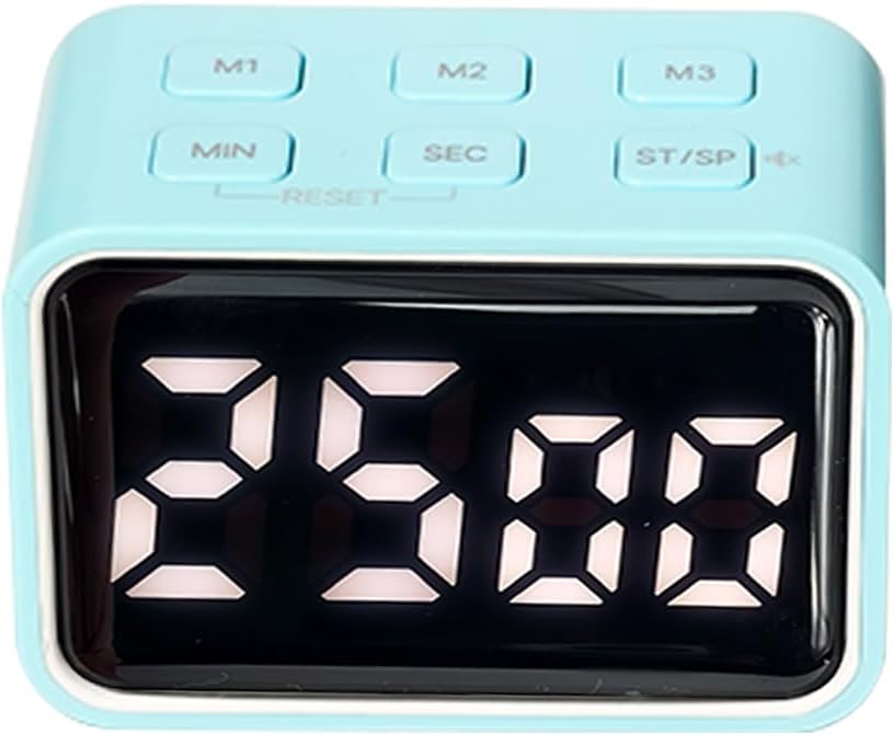 Digital Mini LED Timer, Rechargeable LED Countdown/Up Timer, 3 Pre-Set Memory Time Loud Alarm ON/Off Function, Ideal for Homework, Classroom, Office, Cooking, Kids Students (Blue)