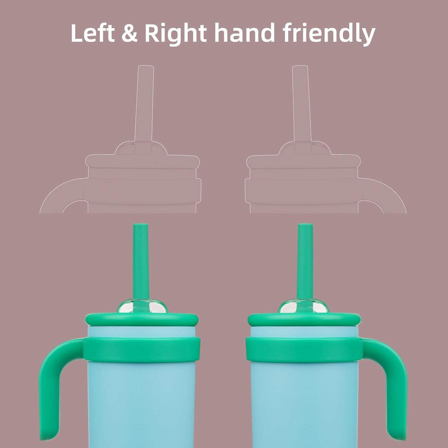 18 oz Tumbler with Side Handle, Insulated Water Bottle with Straw and 2 in 1 Lid, Stainless Steel Cup Travel Coffee Mug for Sports Office Gym,Ice Blue