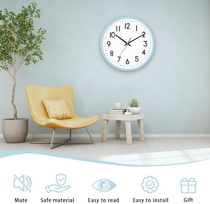 HZDHCLH Wall Clock Silent Wall Clocks Battery Operated 8 Inch Modern Non - Image 2