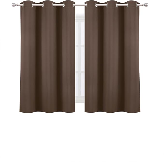 LEMOMO Chocolate Brown Blackout Curtains 42 x 54 Inch Length Set of 2 Panels - Image 2