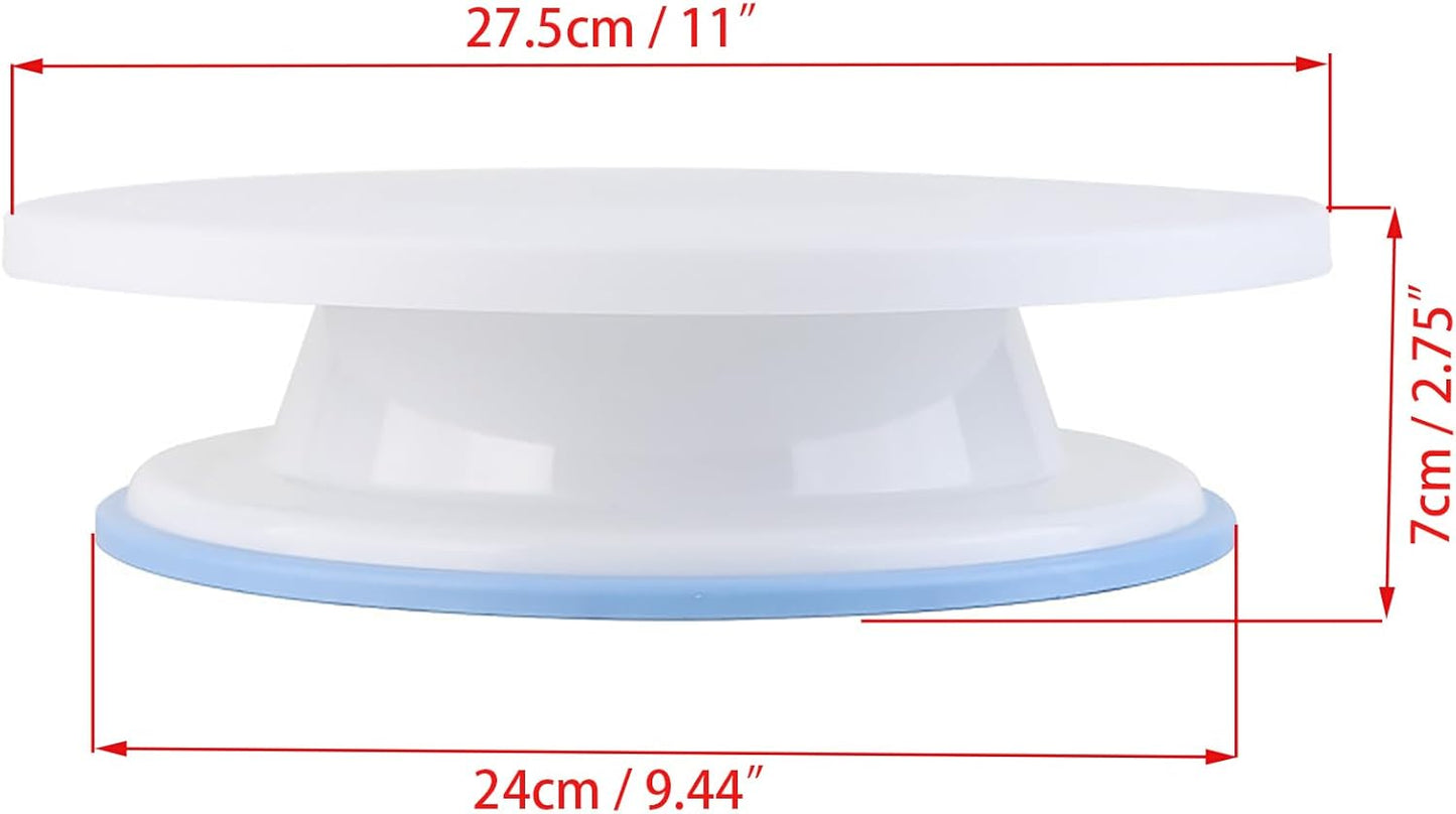 Cake Decorating Turntable 11 Inch Cake Turntable Anti-Slip Rotating Cake Stand for Decorating(1pcs White)