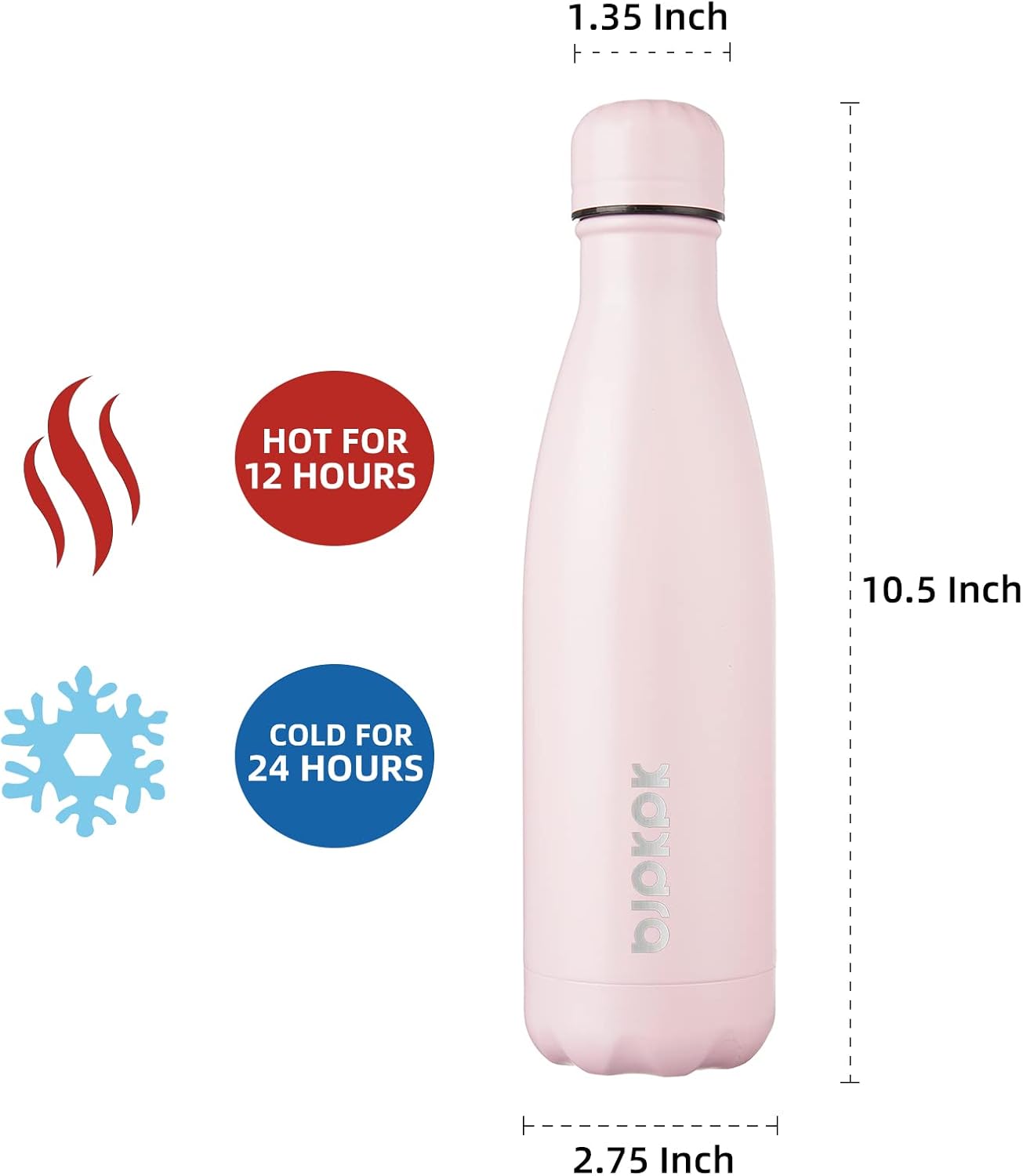 BJPKPK Stainless Steel Water Bottles 17oz Insulated Water Bottle Keep Cold And Hot,Sakura Pink
