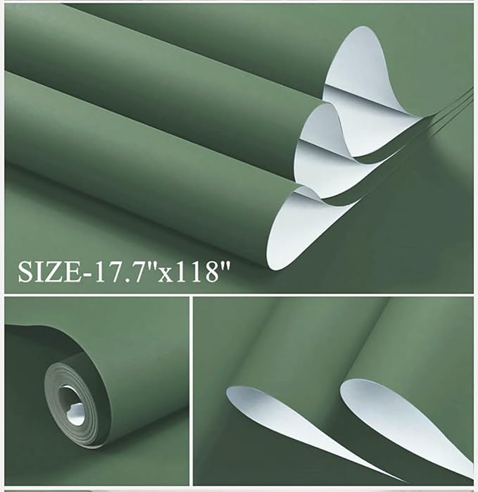 Dimoon 78.7''x17.7'' Green Peel and Stick Wallpaper Contact Paper Modern Self - Image 2