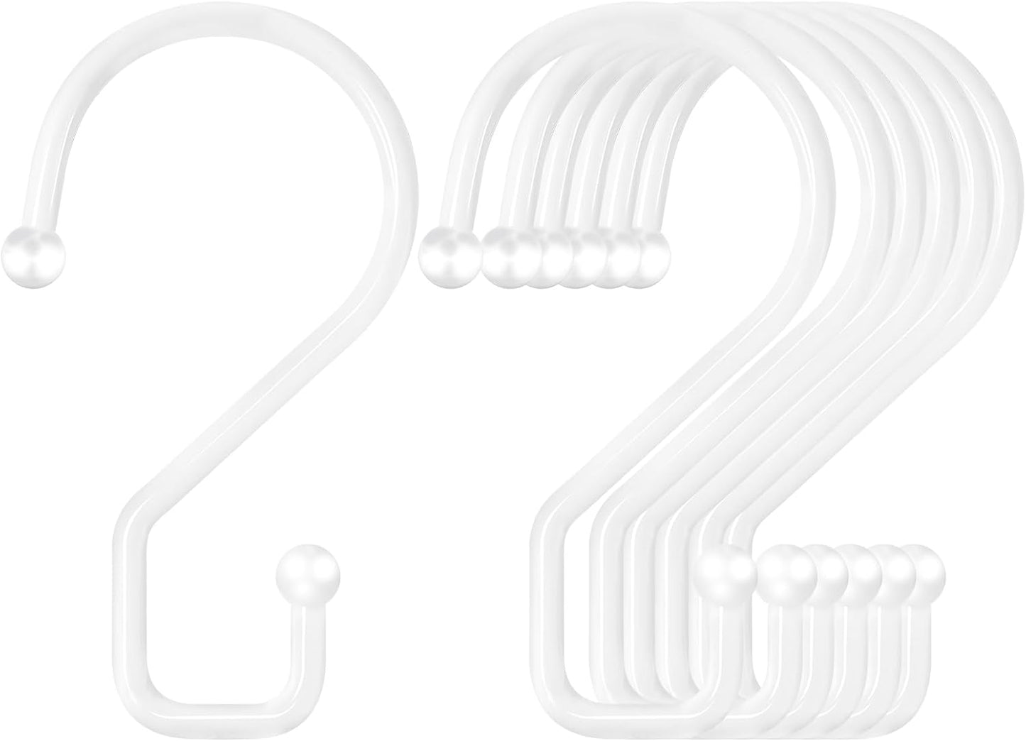 S Hooks, Small Metal S Hanging Hooks with 2 Shapes, Reversible, Heavy Duty, 3 Inch, White, 12 Pcs