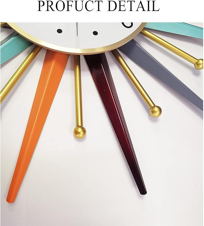 Large Wall Clock 27.5 Inch Modern Wall Clock Starburst Mid-Century Modern Decor - Image 9