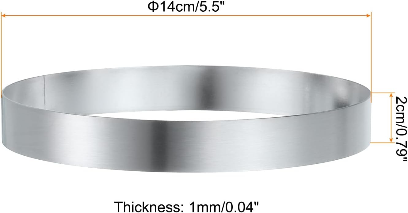 HARFINGTON Round Cake Ring 5.5 x 1 Inch Seamless Stainless Steel Pastry Mousse Dessert Ring Mirror Coating for Baking Cooking English Muffins Crumpet Making Tool