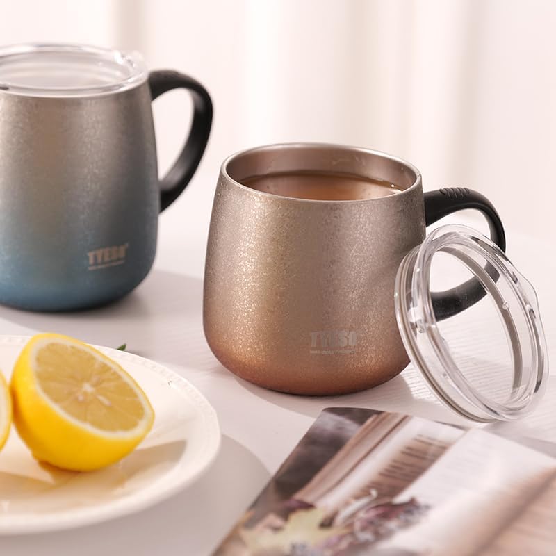 TYESO Office Coffee Mug,Vacuum Insulated Mug Double Wall Stainless Steel Tumbler Cup (Blue, 16 oz)