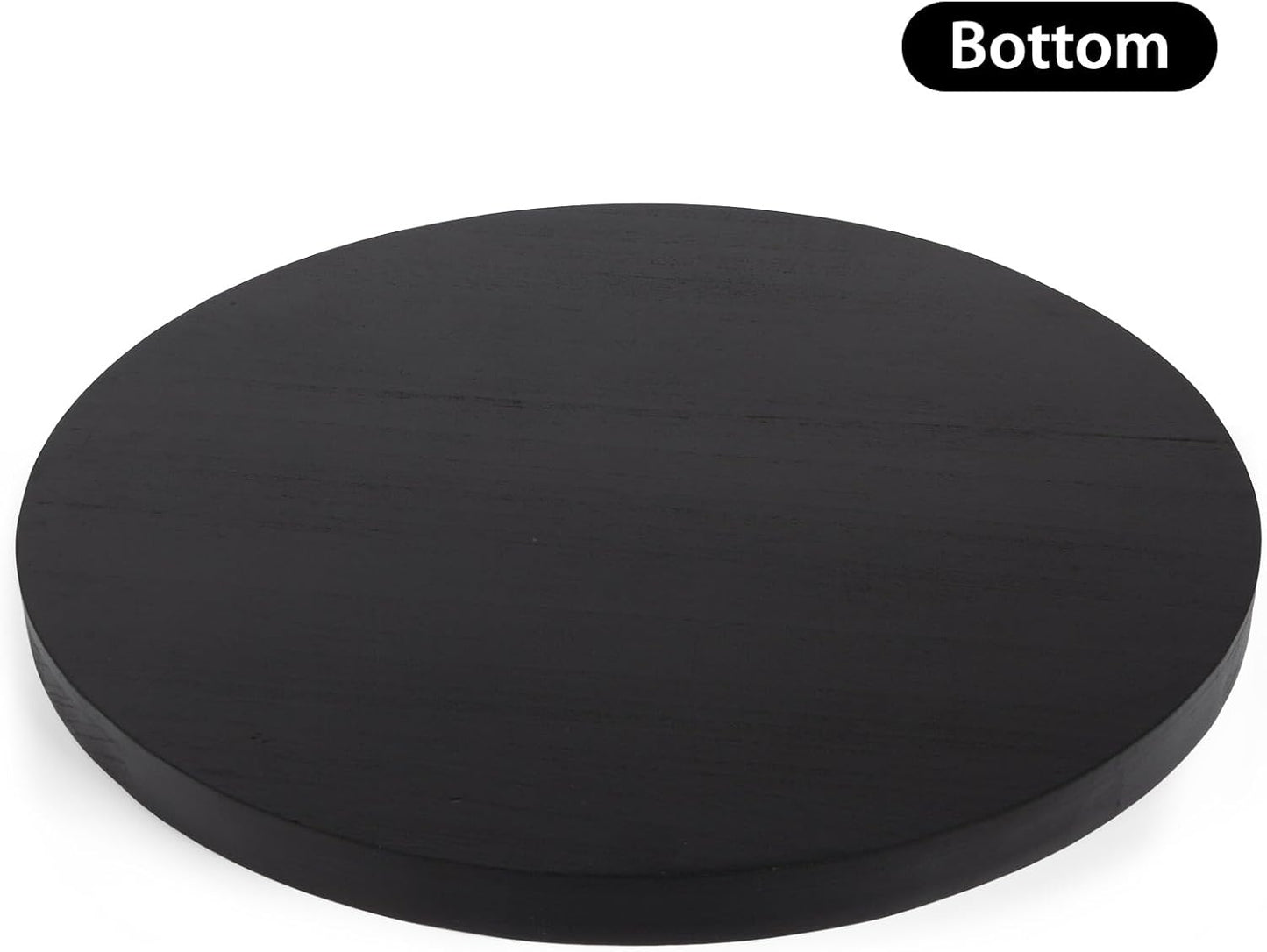 Round Ottoman Tray for Coffee Table Living Room Wood Serving Tray Large Wooden 20 Inches Black