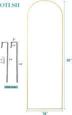 Otlsh 16"50" Arch Wall Mirror, Over The Door, Thin Frame Aluminum Alloy - Image 2