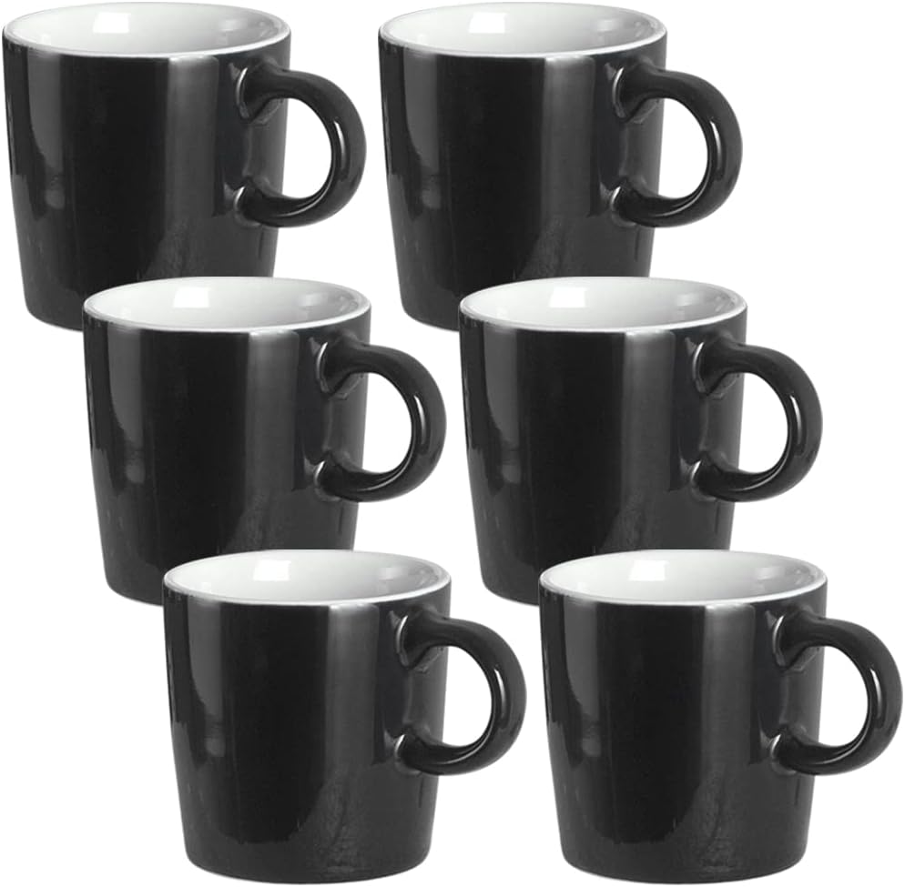 homEdge Mini Procelain Espresso Cup, 4 Ounces / 120 ml Tiny Ceramic Coffee Mugs Demitasse for Espresso, Tea- Set of 6, Black