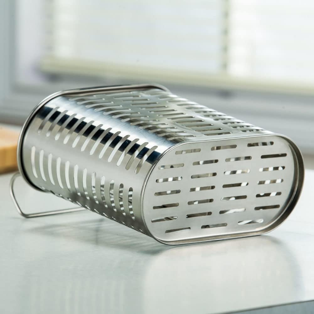 Stainless Steel Hanging 2 Compartments Mesh Utensil Drying Rack/Chopsticks/Spoon/Fork/Knife Drainer Basket Flatware Storage Drainer