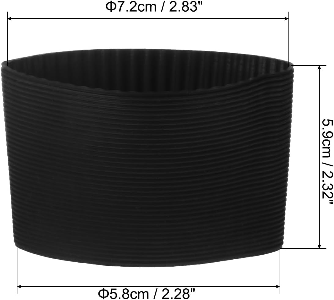 uxcell 3Pcs Coffee Cup Sleeve, Silicone Cup Sleeve Non-slip Glass Water Bottle Mug Sleeves Black