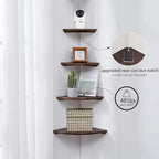 Corner Shelf, 16inch Walnut Solid Wood Floating Corner Shelves Wall Mount Round - Image 4