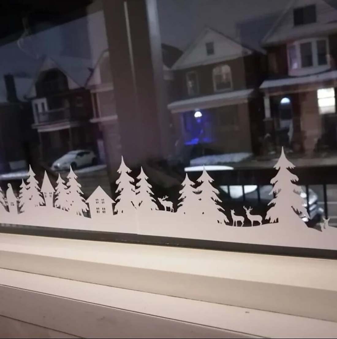 Christmas Stencils for Window Glass Large Christmas Stencil Forest Deer Stencil for Doormat Winter Scene Holiday Drawing Templates for Painting on Wall Canvas Paper Doormat