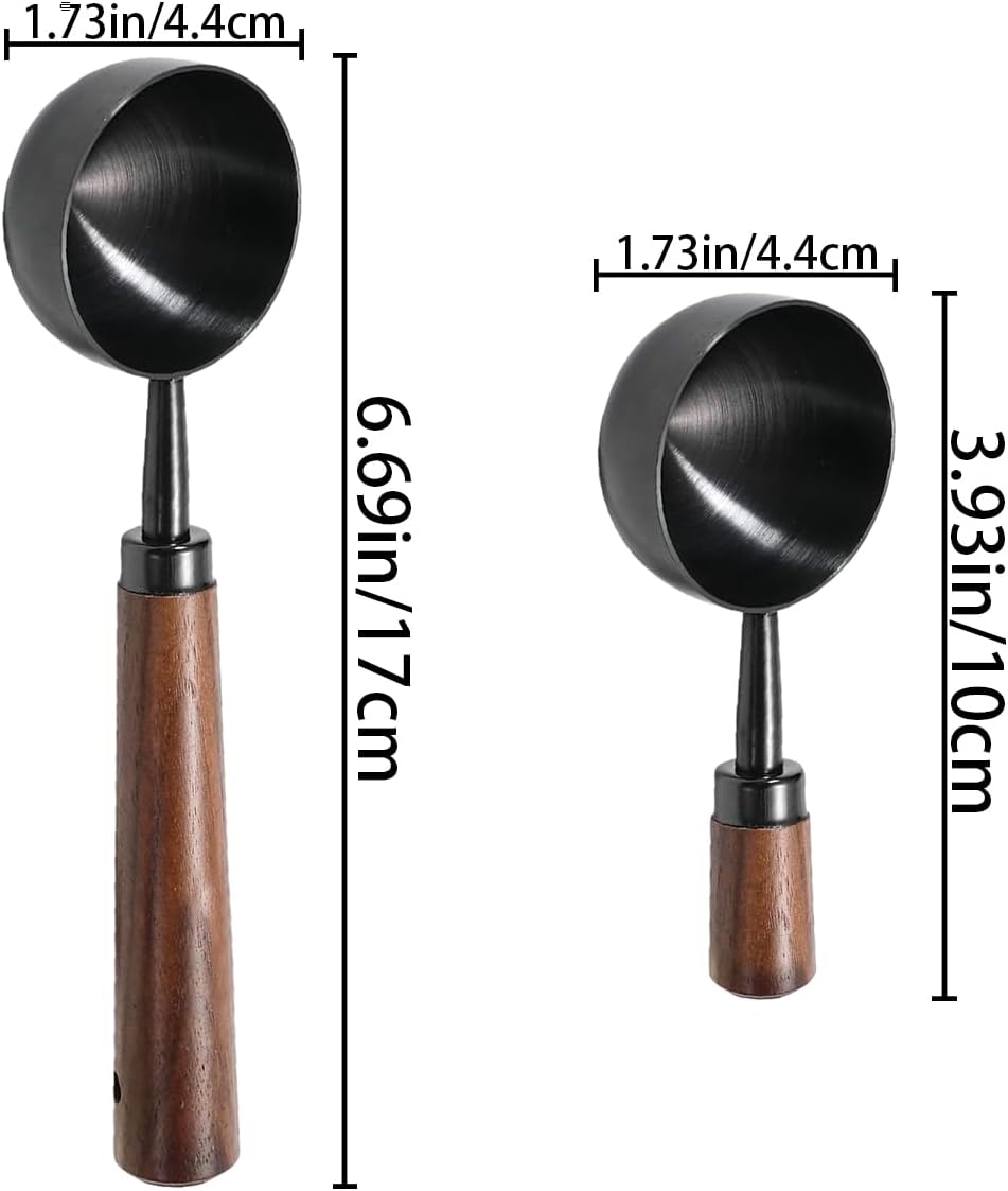 2 PCS Coffee Scoop Vintage Coffee Measuring Spoon Retro Stainless Steel Coffee Spoon Long Wooden Handle Coffee Scoop Kitchen Utensil for Scooping, Measuring & Serving Perfect for Coffee Tea, and More