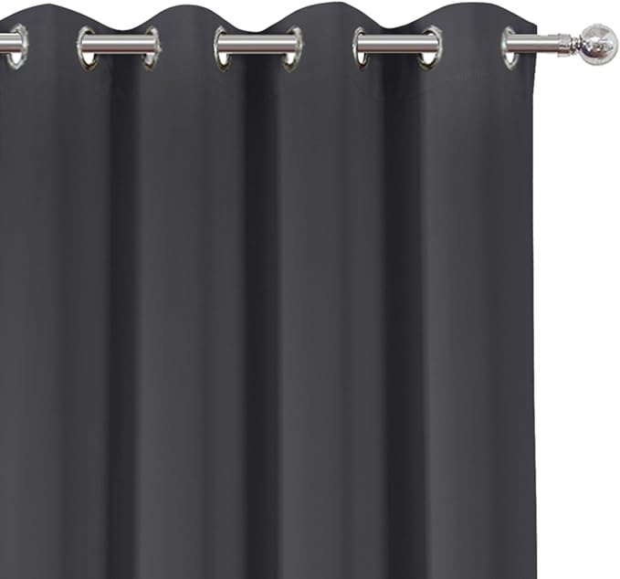 LEMOMO Blackout Curtains 52 x 90 inches Long Dark Grey Curtains Set of 2 Panels - Image 6
