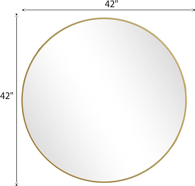 BEAUTYPEAK 42 Inch Round Mirror, Metal Frame Circle Mirror, Wall Mounted - Image 7