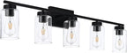 5 Light Bathroom Vanity Light Fixtures, Matte Black Modern Wall Lights - Image 2