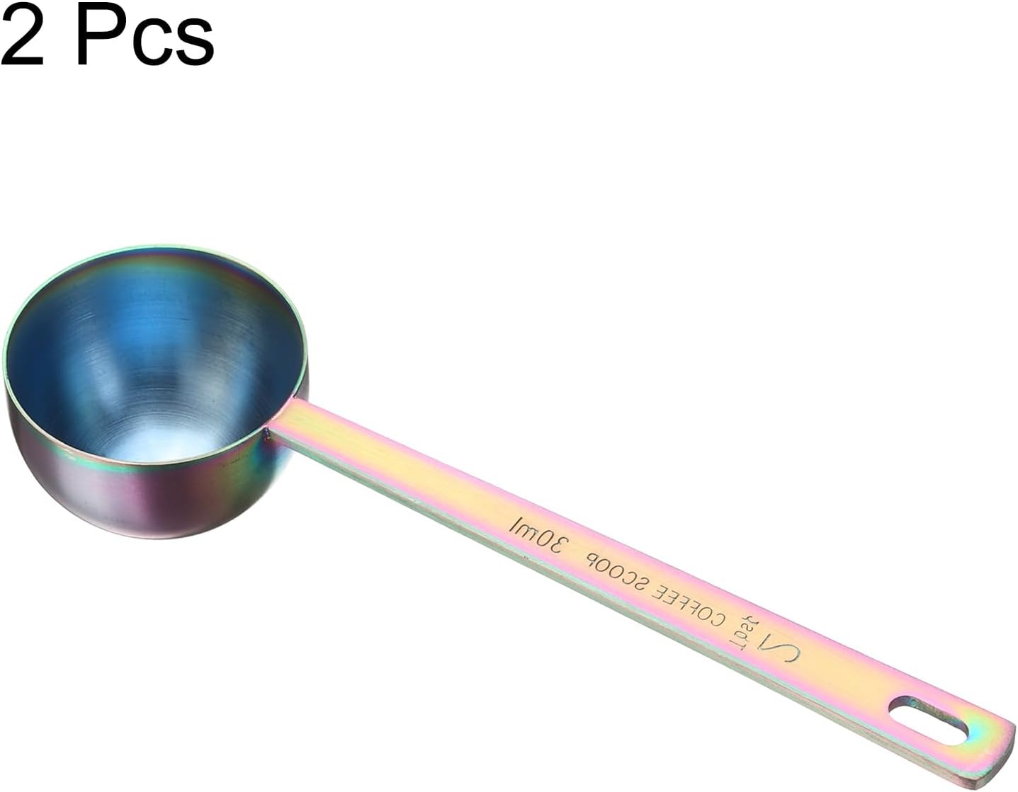 HARFINGTON 2pcs Coffee Scoop Spoon 2tbsp (6tsp, 30ml) 304 Stainless Steel Long Handle Teaspoon/Tablespoon Measuring Spoons Scoops for Tea Sugar Kitchen, Multicolor