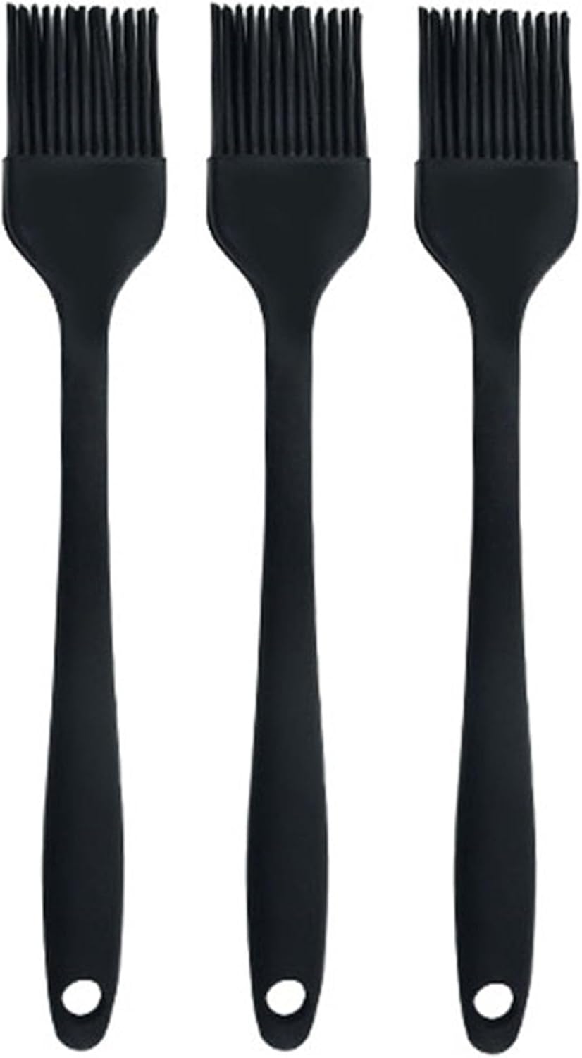Silicone brush, Oil Brush for BBQ Kitchen Cooking Baking and Grilling(3 PCS,Black)