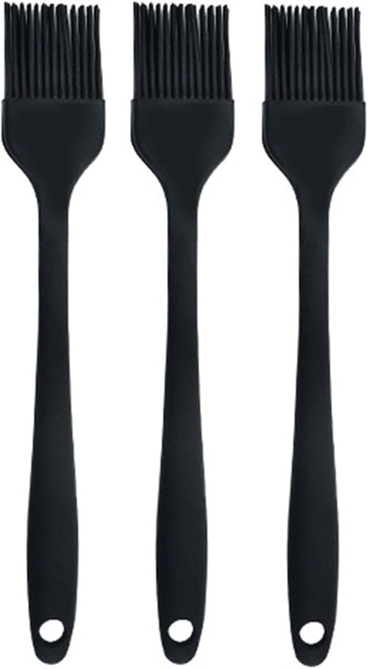 Silicone brush, Oil Brush for BBQ Kitchen Cooking Baking and Grilling(3 PCS,Black)