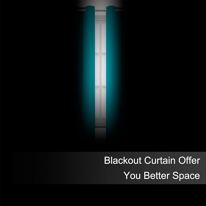 LEMOMO Blackout Curtains 66 x 72 Inch Long Teal Curtains Set of 2 Panels Room - Image 3