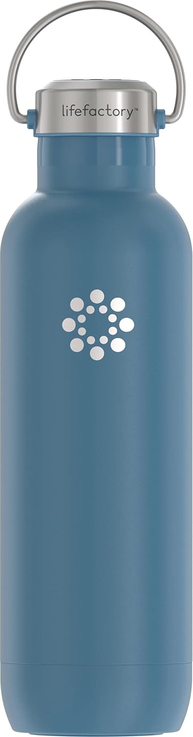 Lifefactory 24-Ounce Stainless Steel Vacuum-Insulated Sport Bottle, Dark Denim