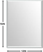 Beveled Bathroom Mirror for Wall, Rectangle Frameless Wall Mirror 16" x 12" - Image 2