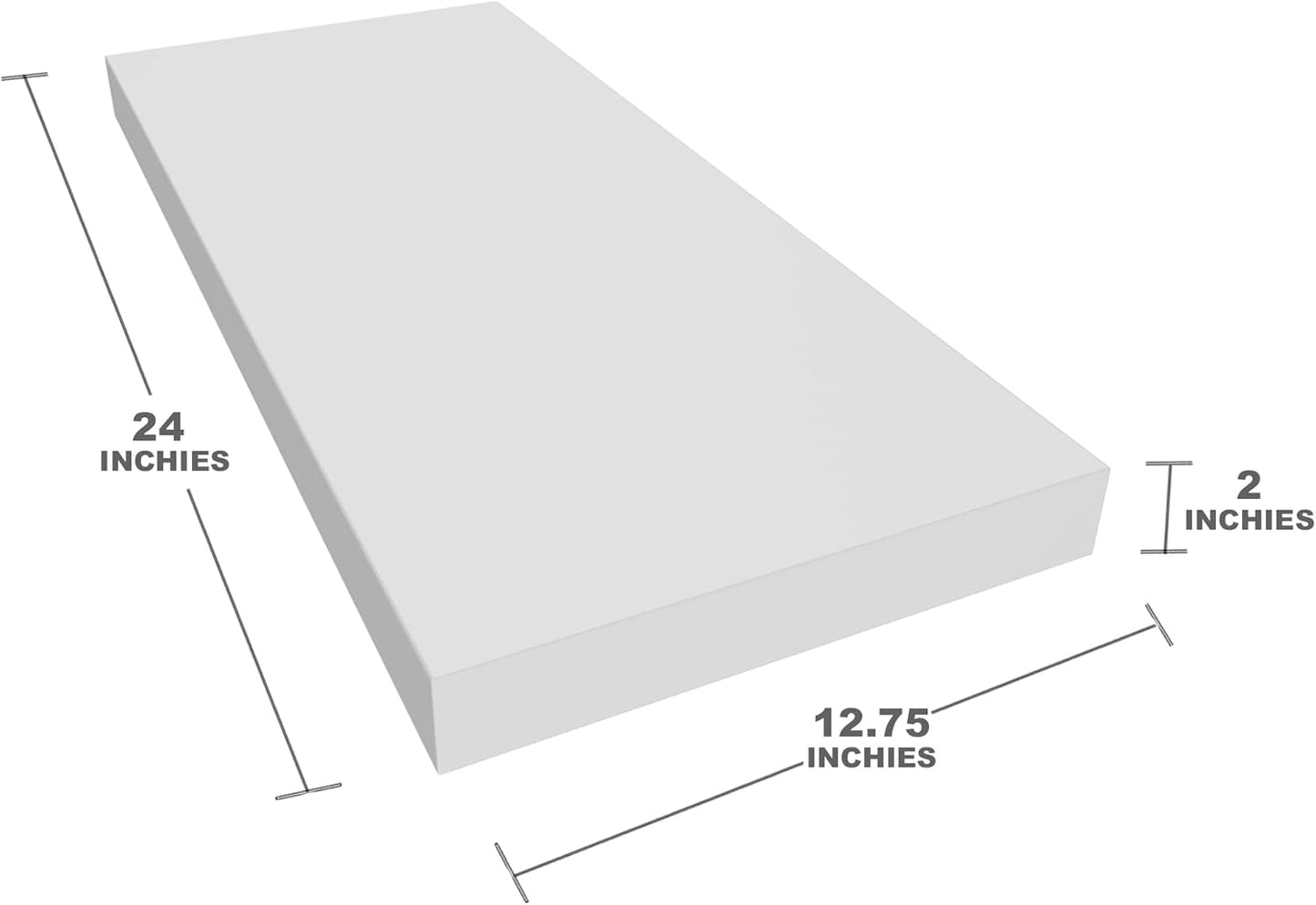 Floating Shelf, Set of 1 Wall Shelf, 24 in W x 12.75 in D x 2 in H Wooden Floating Wall Shelf with Invisible Brackets for Living Room/Bedroom/Bathroom/Kitchen Storage and Decor, White