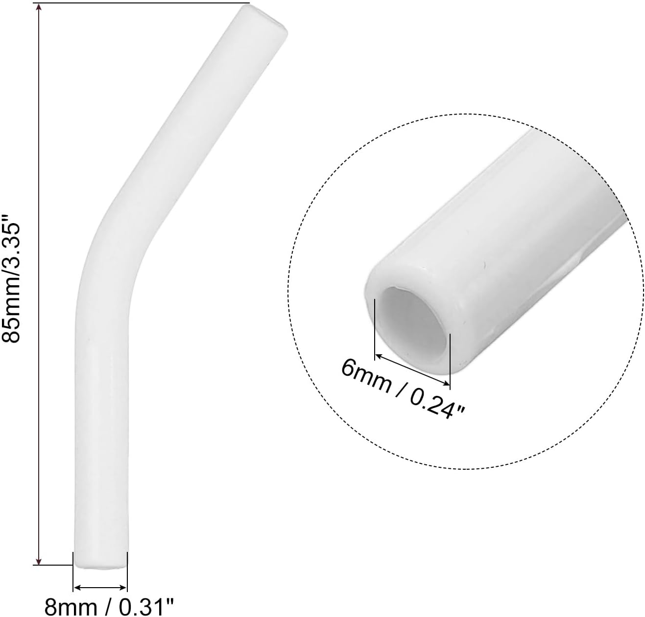 uxcell 4Pcs Silicone Straw Tips, Silicone Straw Elbows Tip, Soft Reusable Metal Straw Covers Fit for 6mm/0.24" OD Stainless Steel Straws, White