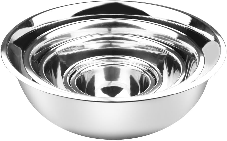 YBM HOME Stainless Steel Mixing Bowls (Set of 5) for Baking, Cooking, and Prepping, Includes 0.75, 1.5, 3, 5, 8 Quart, Stackable for Convenient Storage, 2532-2533-1174-75-76set